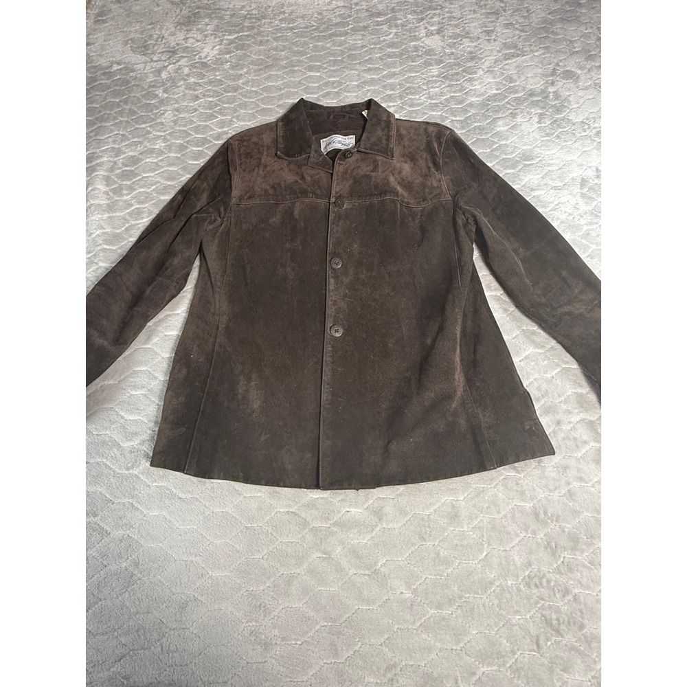 Lord & Taylor American Petite Brown Suede Leather Jacket Vintage Size PL